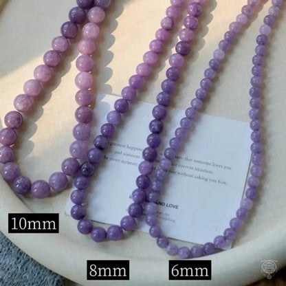 Natural Purple Chalcedony Bead Necklace - Minimalist Strand