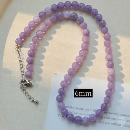 Natural Purple Chalcedony Bead Necklace - Minimalist Strand