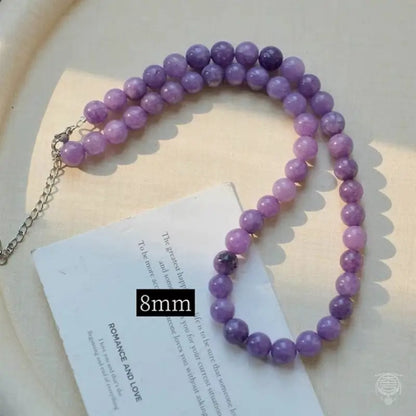 Natural Purple Chalcedony Bead Necklace - Minimalist Strand