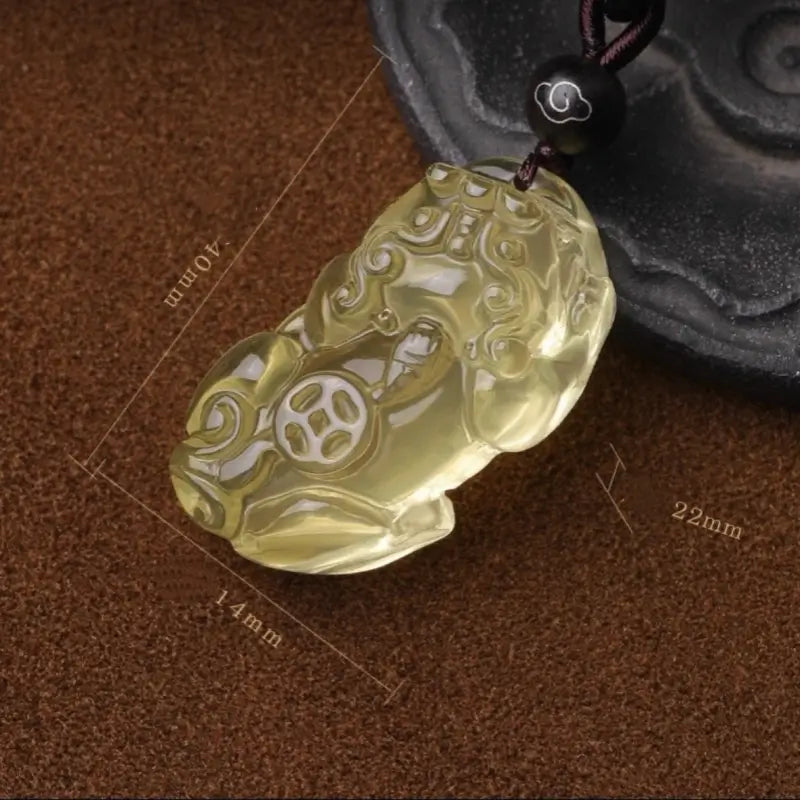 Natural Yellow Citrine Pixiu Pendant Necklace | Adjustable Length, Fortune-Attracting Jewelry-LuckyCharms.Shop
