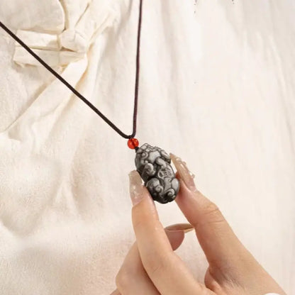 Mount Wutai Blessed Obsidian Pixiu Pendant Necklace | Adjustable Cord, Multiple Styles-LuckyCharms.Shop