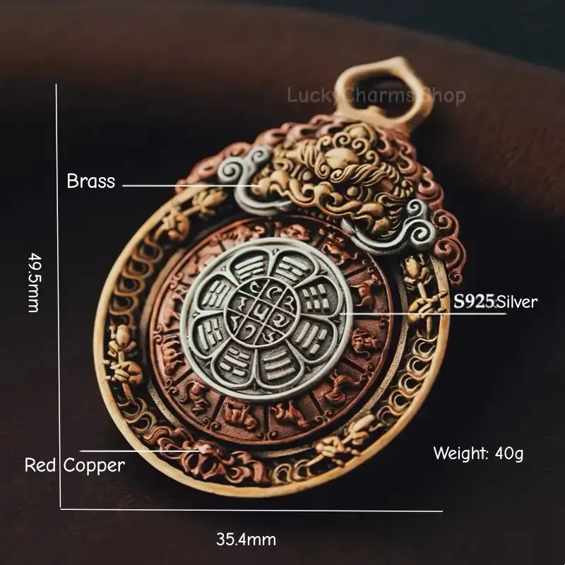 Collier Pendentif Rotatif Neuf Palais Tibétain - Ensemble Chaîne Vajra en Argent S925