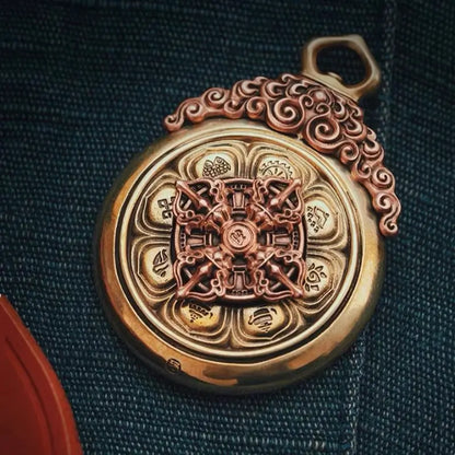 Pendentif rotatif tibétain Neuf Palais - Édition Cordon Cornaline Garuda