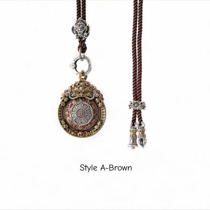 Pendentif rotatif tibétain Neuf Palais - Édition Cordon Cornaline Garuda