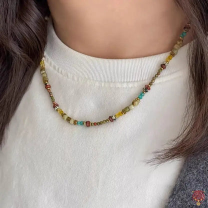 Natural Mixed Gemstone Sun Pendant Layered Necklace