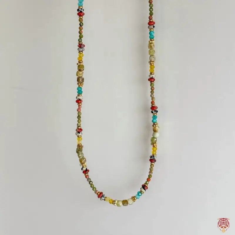 Natural Mixed Gemstone Sun Pendant Layered Necklace