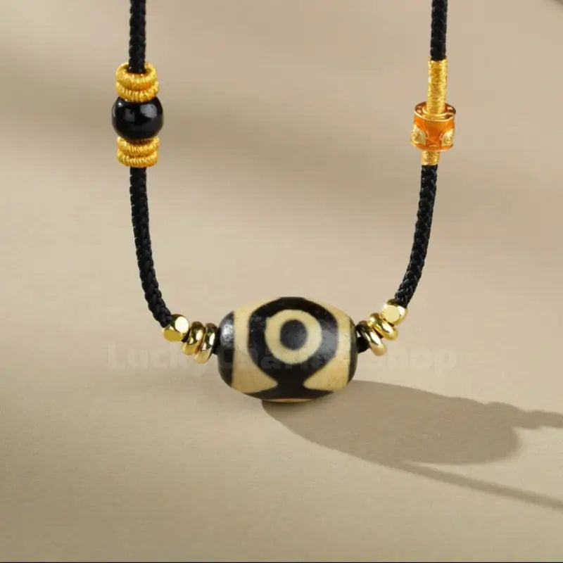 Potala Palace Enpowered Three-Eye Dzi Bead Agate Success Pendant Necklace-LuckyCharms.Shop