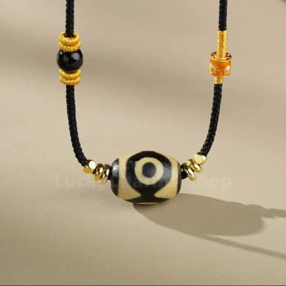Potala Palace Enpowered Three-Eye Dzi Bead Agate Success Pendant Necklace-LuckyCharms.Shop