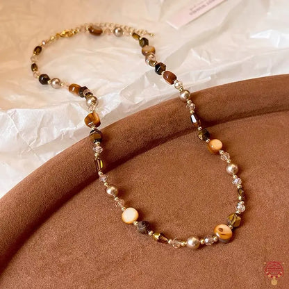 Irregular Natural Tiger’s Eye Bead Necklace | Adjustable Warm Earth-Tone Choker