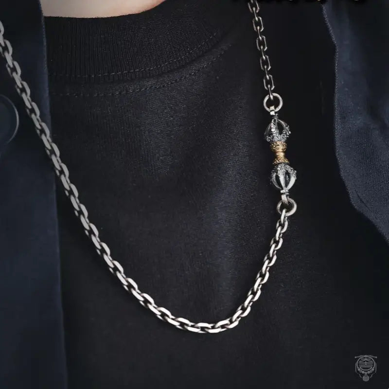 Tibetan Artisan Modular Chain Necklace - Vintage S925 Silver & Brass