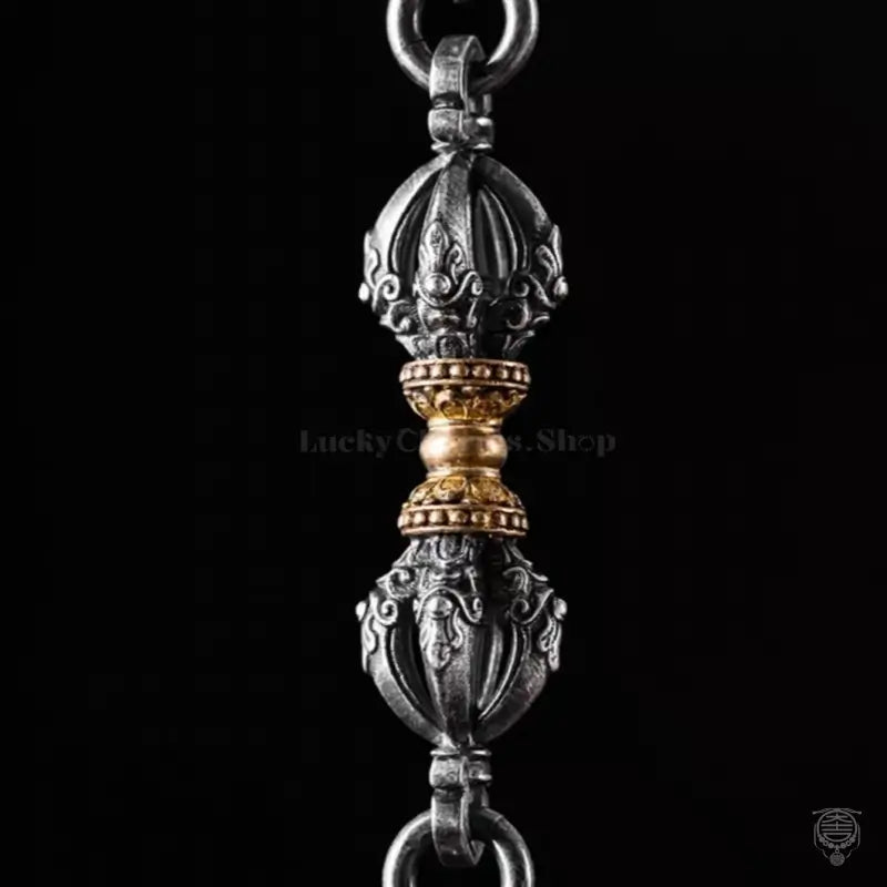 Tibetan Artisan Modular Chain Necklace - Vintage S925 Silver & Brass