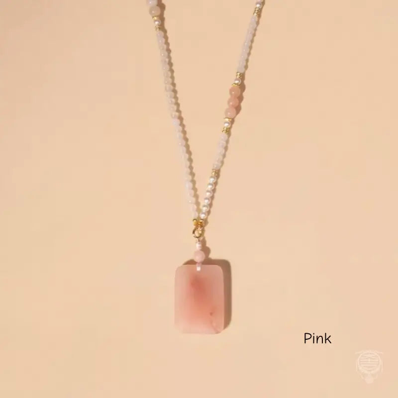 Natural Jade & Pearl Smooth Pendant Necklace (70cm)