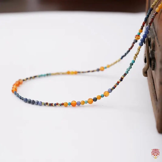 Natural Jade & Red Agate Seed Bead Necklace & Bracelet Set