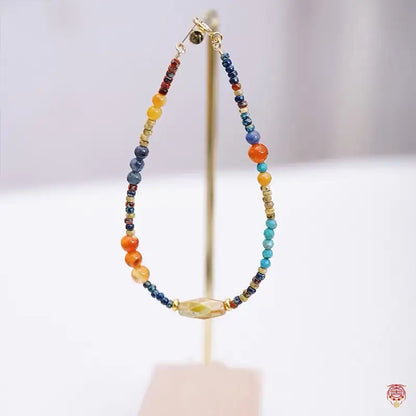 Set aus Halskette und Armband mit natürlicher Jade und roten Achat-Samenperlen