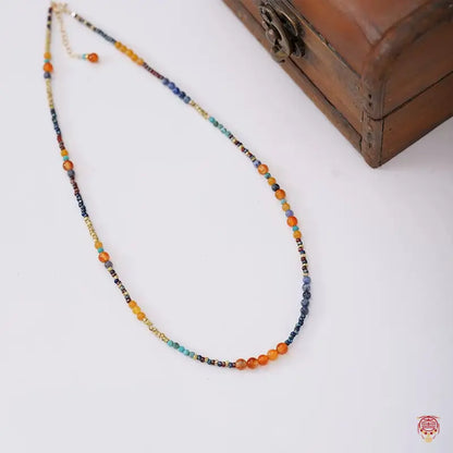 Set aus Halskette und Armband mit natürlicher Jade und roten Achat-Samenperlen