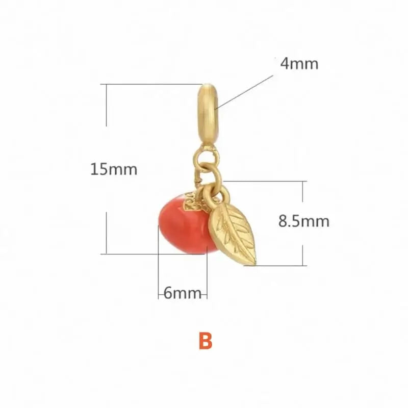 Gold-plated Red Agate Persimmon Fortune-Turning Luck Pendant-LuckyCharms.Shop