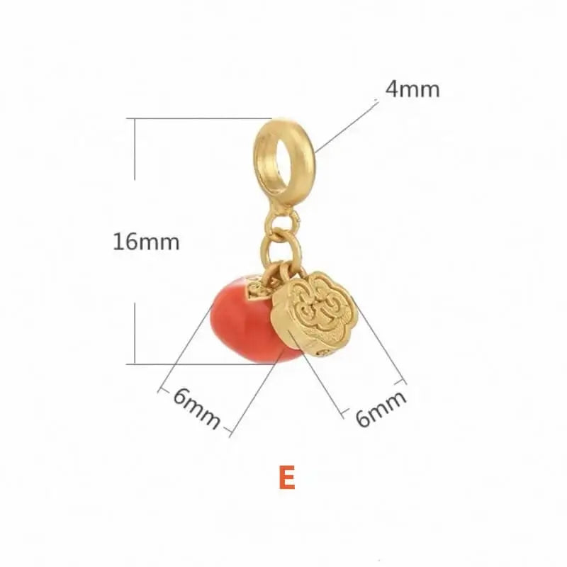 Gold-plated Red Agate Persimmon Fortune-Turning Luck Pendant-LuckyCharms.Shop