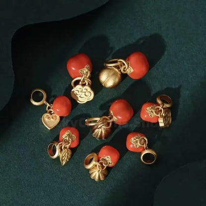 Gold-plated Red Agate Persimmon Fortune-Turning Luck Pendant-LuckyCharms.Shop