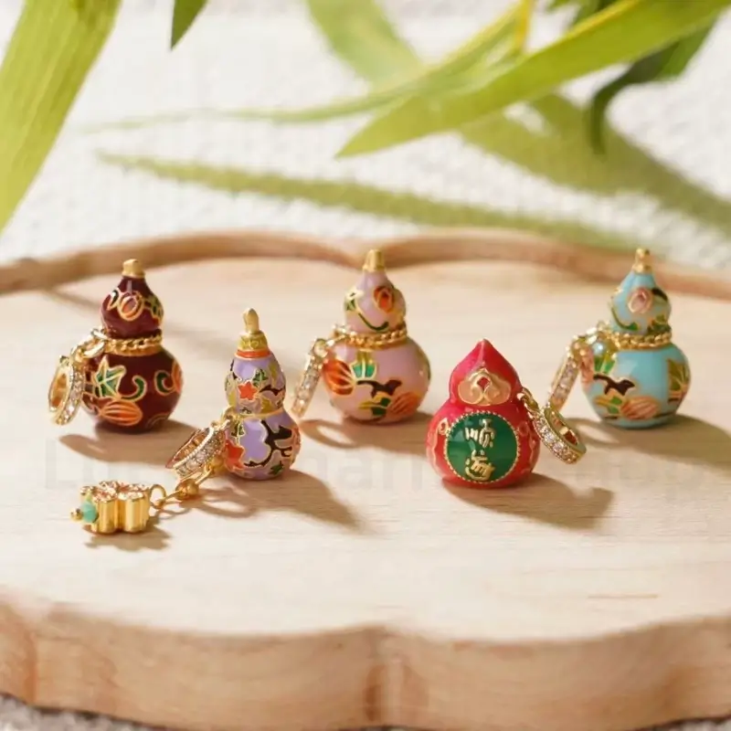 Chinese Style Enamel Gourd Universal Buckle Pendant for Luck Wealth Success-LuckyCharms.Shop