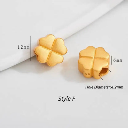 Gold Plated Hollow Four-leaf Clover Pentagram Plum Blossom Persimmon Beads, DIY Loose Beads-LuckyCharms.Shop