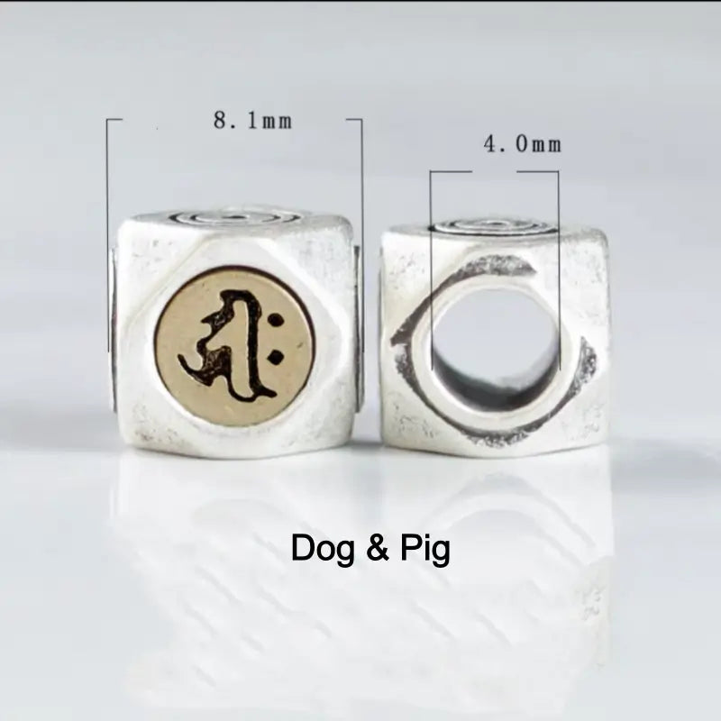 S925 Silver Inlaid Copper Small Beads | Zodiac Guardian Buddha Sanskrit Seed Syllable, DIY Accessories-LuckyCharms.Shop