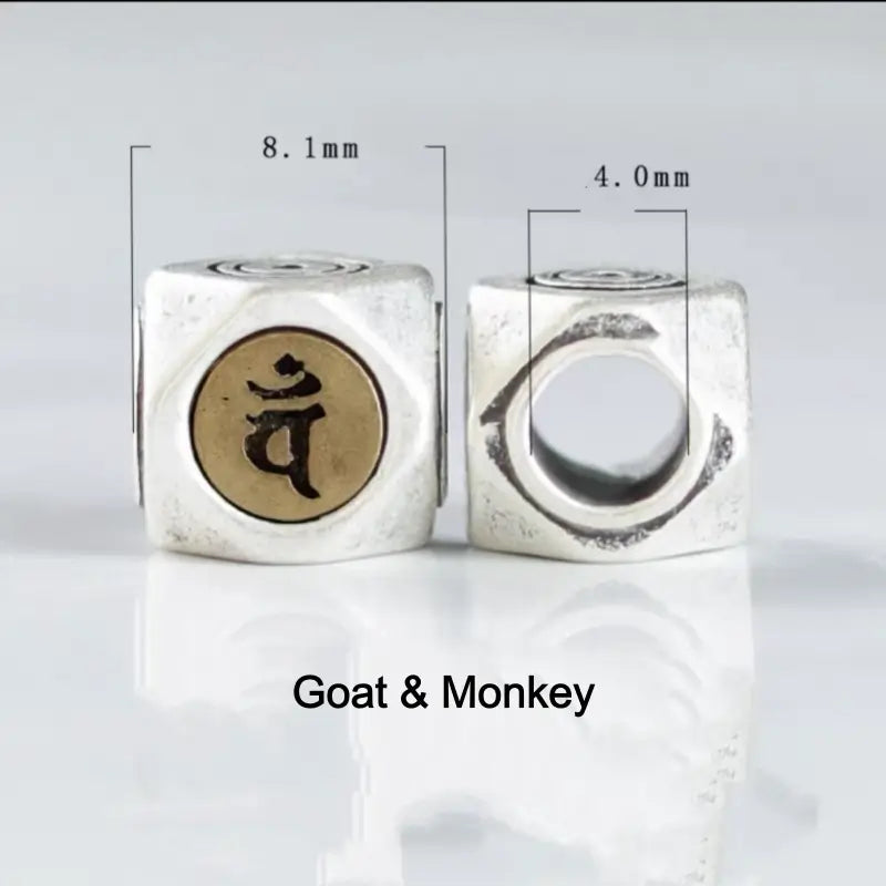 S925 Silver Inlaid Copper Small Beads | Zodiac Guardian Buddha Sanskrit Seed Syllable, DIY Accessories-LuckyCharms.Shop