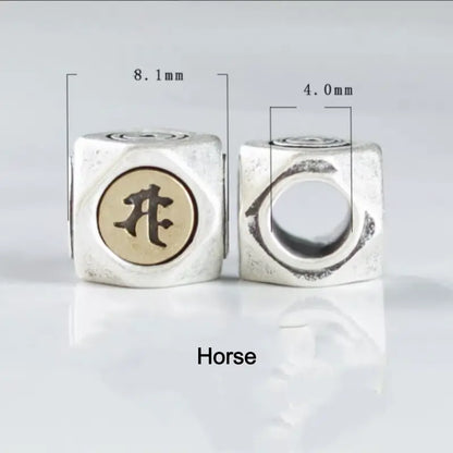 S925 Silver Inlaid Copper Small Beads | Zodiac Guardian Buddha Sanskrit Seed Syllable, DIY Accessories-LuckyCharms.Shop