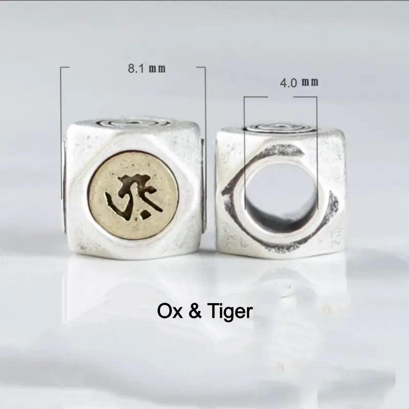 S925 Silver Inlaid Copper Small Beads | Zodiac Guardian Buddha Sanskrit Seed Syllable, DIY Accessories-LuckyCharms.Shop