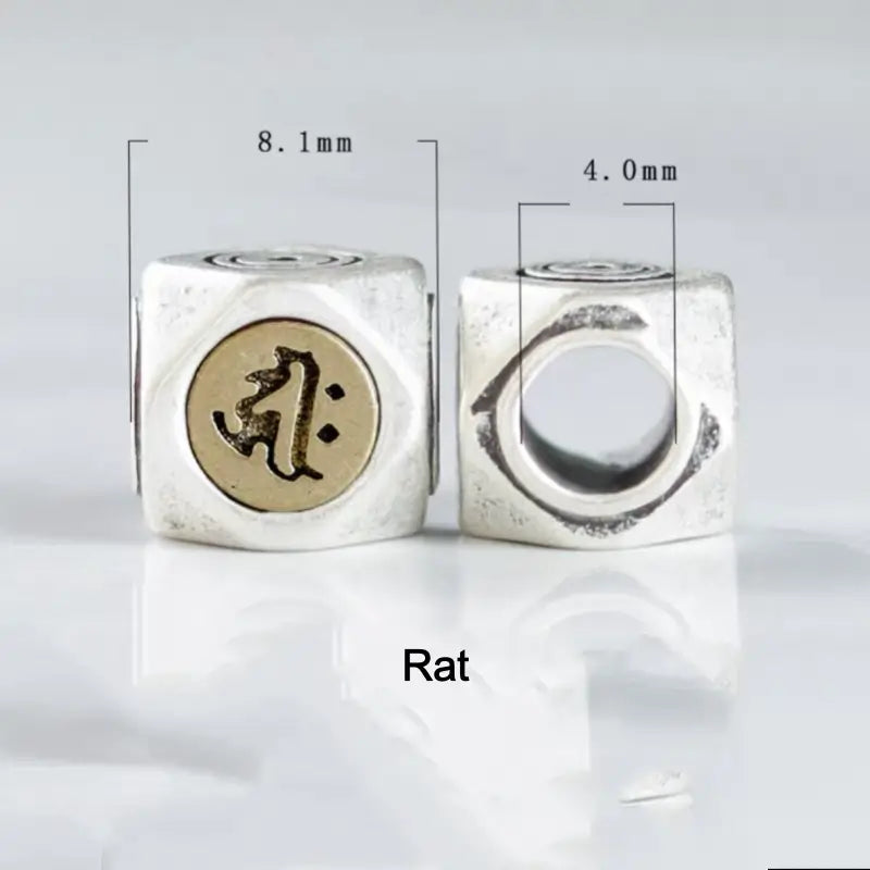 S925 Silver Inlaid Copper Small Beads | Zodiac Guardian Buddha Sanskrit Seed Syllable, DIY Accessories-LuckyCharms.Shop