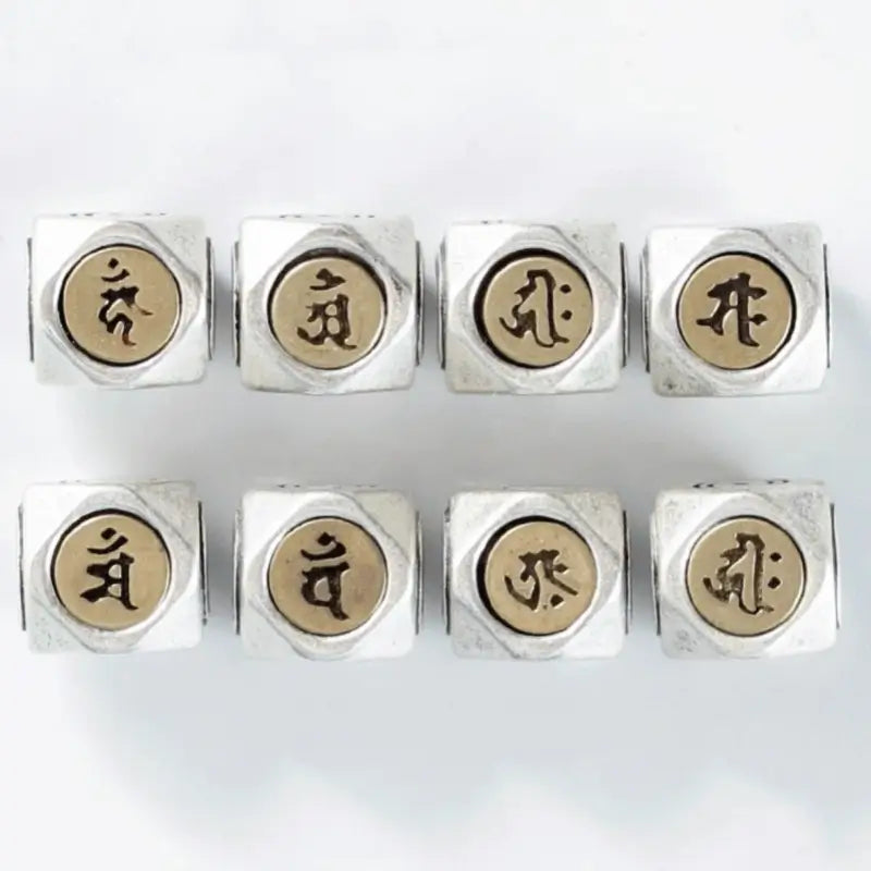 S925 Silver Inlaid Copper Small Beads | Zodiac Guardian Buddha Sanskrit Seed Syllable, DIY Accessories-LuckyCharms.Shop