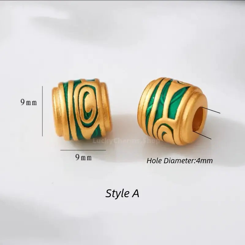 Gold Plated Enamel Fortune Barrel Bead - DIY Friendly Bracelet Accessories-LuckyCharms.Shop