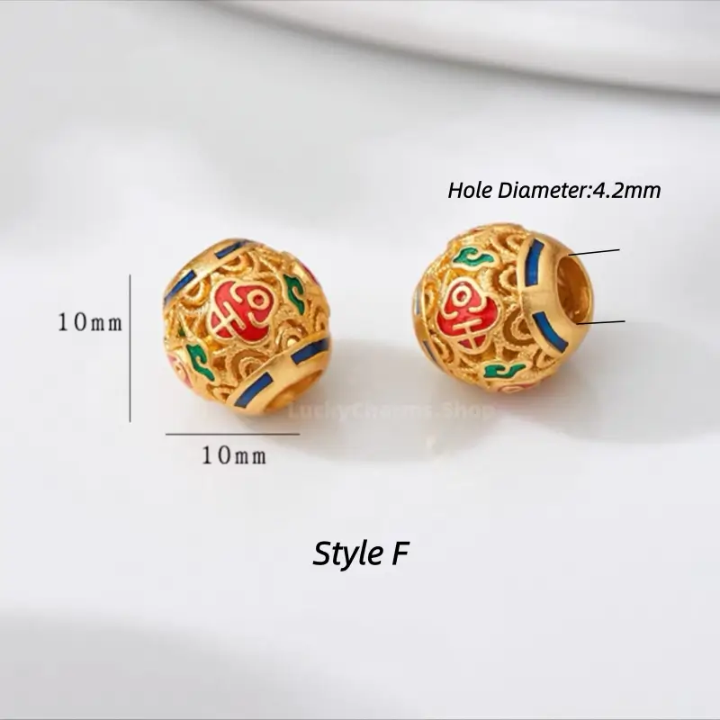 Gold Plated Enamel Fortune Barrel Bead - DIY Friendly Bracelet Accessories-LuckyCharms.Shop