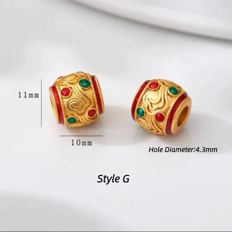 Gold Plated Enamel Fortune Barrel Bead - DIY Friendly Bracelet Accessories-LuckyCharms.Shop