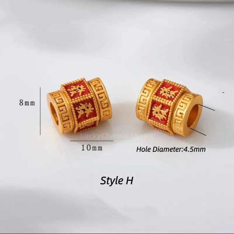 Gold Plated Enamel Fortune Barrel Bead - DIY Friendly Bracelet Accessories-LuckyCharms.Shop