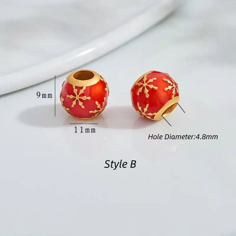 Gold-Plated Enamel Snowflake Fortune-turning Bead - DIY Friendly Bracelet Accessories-LuckyCharms.Shop