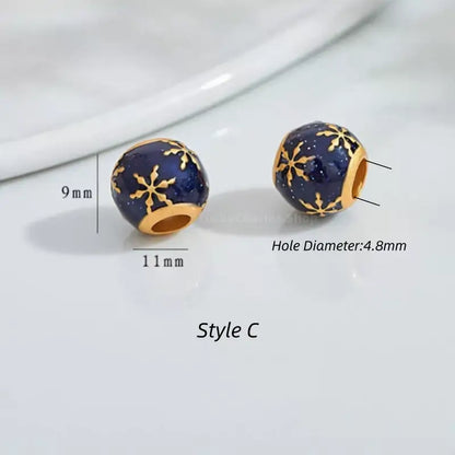 Gold-Plated Enamel Snowflake Fortune-turning Bead - DIY Friendly Bracelet Accessories-LuckyCharms.Shop