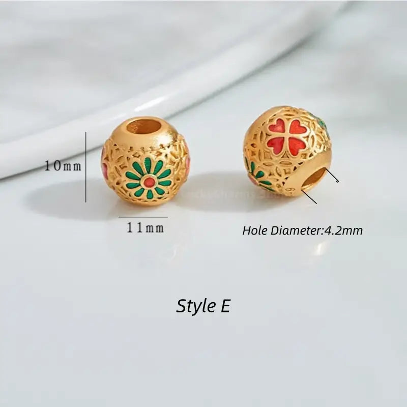 Gold-Plated Enamel Snowflake Fortune-turning Bead - DIY Friendly Bracelet Accessories-LuckyCharms.Shop