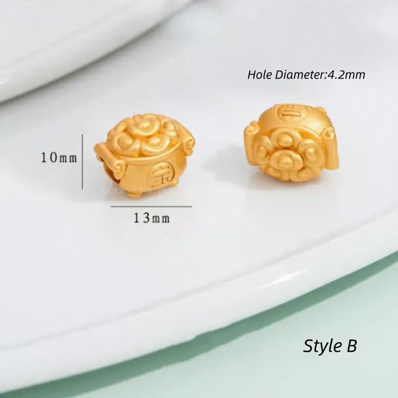 Gold-plated ingot-shaped through-hole beads - DIY Friendly Bracelet Accessories-LuckyCharms.Shop