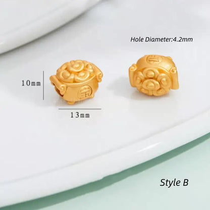 Gold-plated ingot-shaped through-hole beads - DIY Friendly Bracelet Accessories-LuckyCharms.Shop