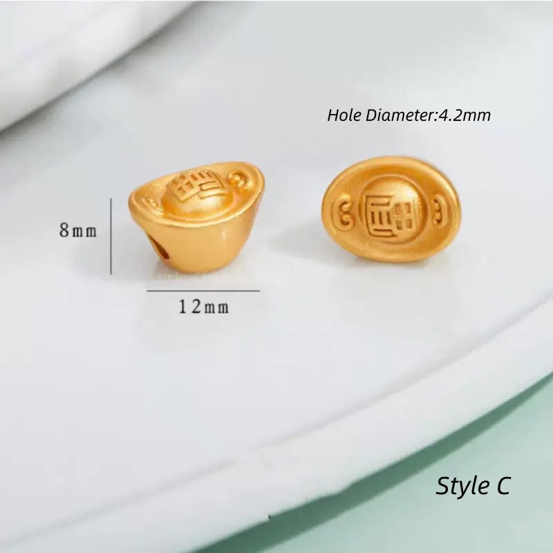 Gold-plated ingot-shaped through-hole beads - DIY Friendly Bracelet Accessories-LuckyCharms.Shop