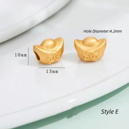 Gold-plated ingot-shaped through-hole beads - DIY Friendly Bracelet Accessories-LuckyCharms.Shop