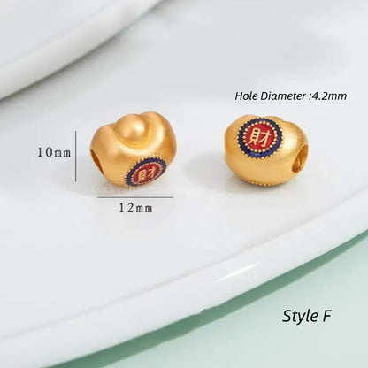 Gold-plated ingot-shaped through-hole beads - DIY Friendly Bracelet Accessories-LuckyCharms.Shop