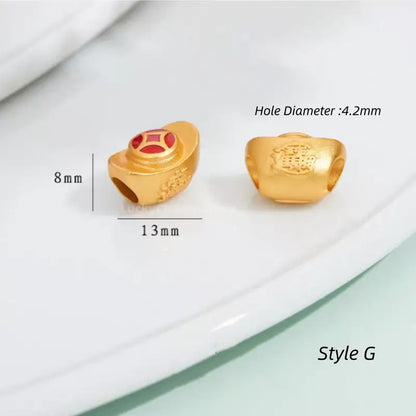 Gold-plated ingot-shaped through-hole beads - DIY Friendly Bracelet Accessories-LuckyCharms.Shop