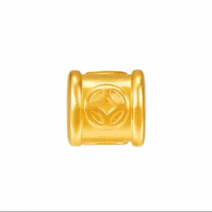 純金5Dハードゴールド ルルトンビーズ | 7つの幸運のスタイル、マットゴールドレリーフ、DIYジュエリーアクセサリー、0.8-0.11g