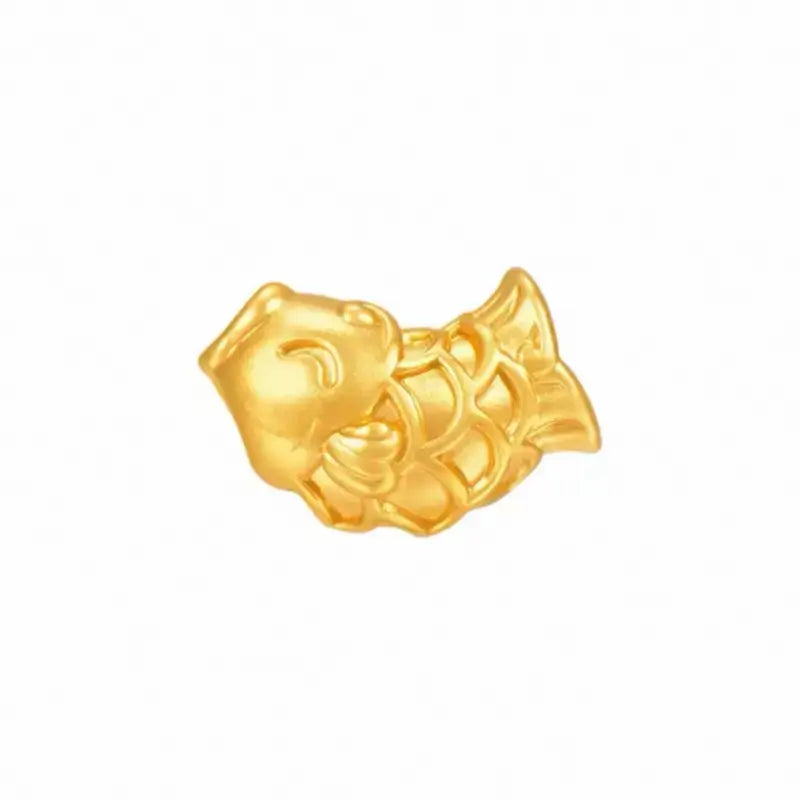 純金5Dハードゴールド ルルトンビーズ | 7つの幸運のスタイル、マットゴールドレリーフ、DIYジュエリーアクセサリー、0.8-0.11g