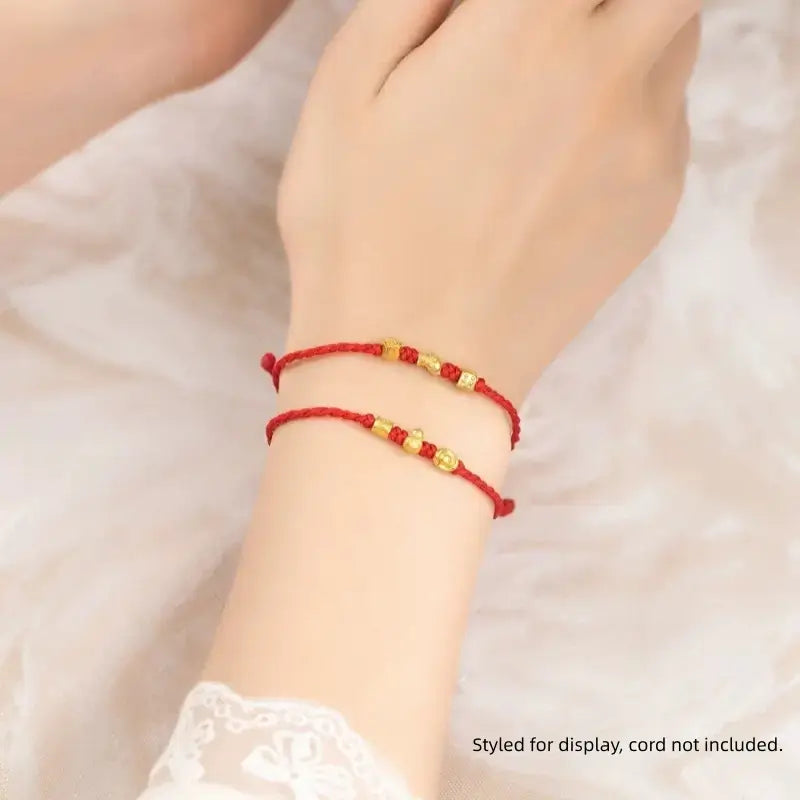 純金5Dハードゴールド ルルトンビーズ | 7つの幸運のスタイル、マットゴールドレリーフ、DIYジュエリーアクセサリー、0.8-0.11g