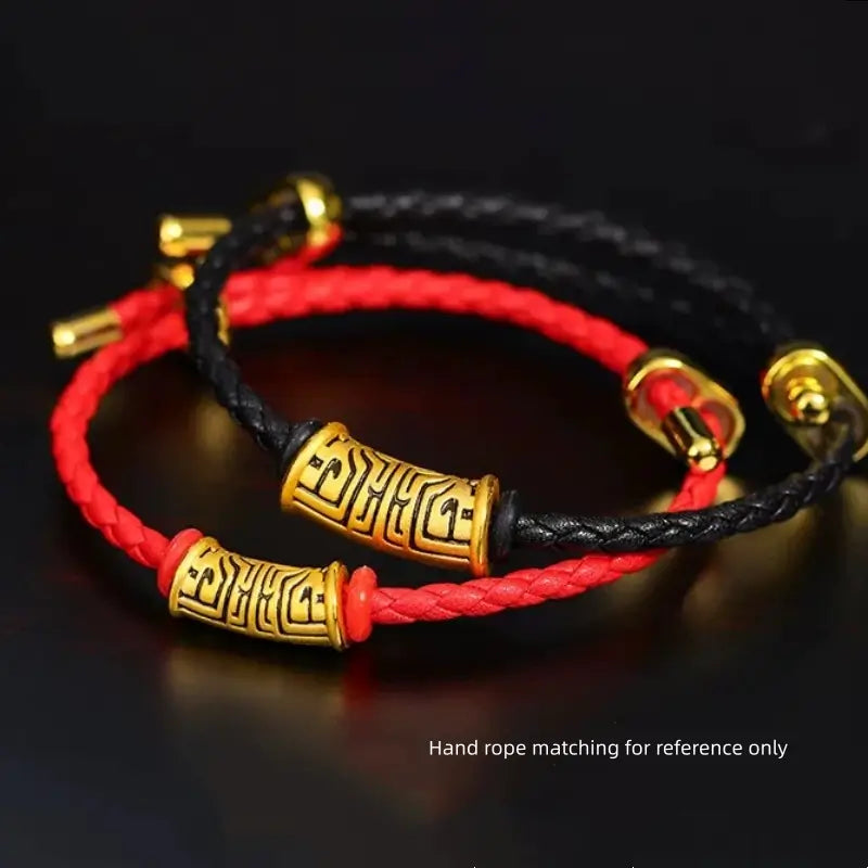 Perle Lu Lu Tong Totem Taotie plaquée or et cuivre | Deux tailles, texture en relief, style chinois moderne