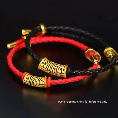 Perle Lu Lu Tong Totem Taotie plaquée or et cuivre | Deux tailles, texture en relief, style chinois moderne