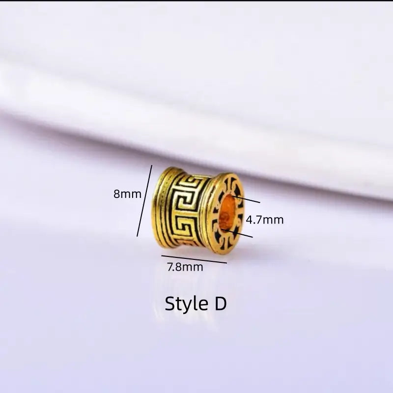 銅メッキ18Kゴールド六音節マントラ盧盧通ビーズ｜DIYハンドメイドアクセサリー、エナメルインレイ