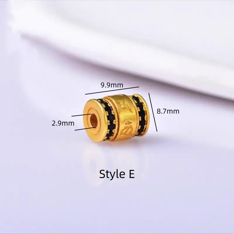 銅メッキ18Kゴールド六音節マントラ盧盧通ビーズ｜DIYハンドメイドアクセサリー、エナメルインレイ